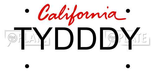TYDDDY California License Plate