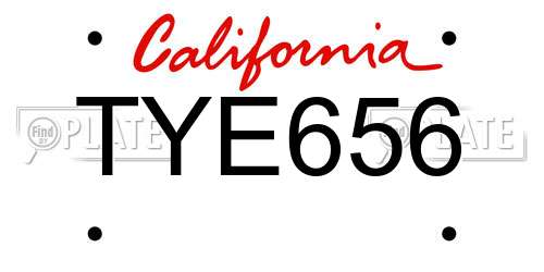 TYE656 California License Plate