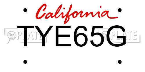 TYE65G California License Plate