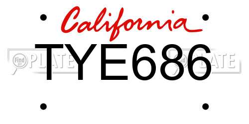 TYE686 California License Plate