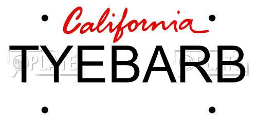 TYEBARB California License Plate