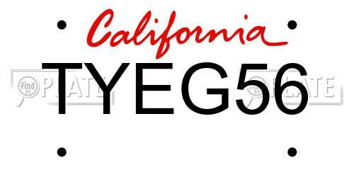TYEG56 California License Plate