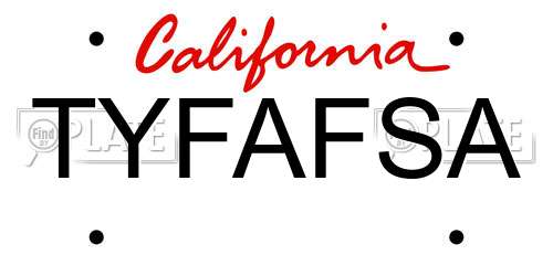 TYFAFSA California License Plate