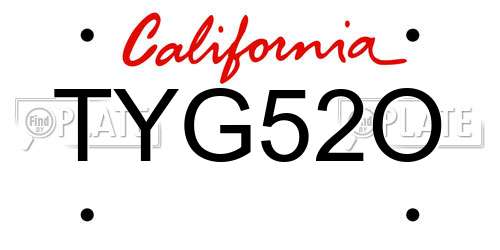TYG52O California License Plate