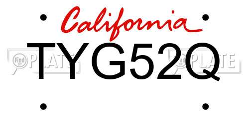 TYG52Q California License Plate