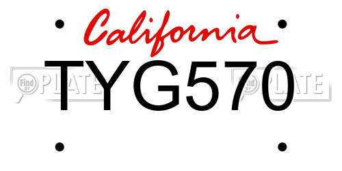 TYG570 California License Plate