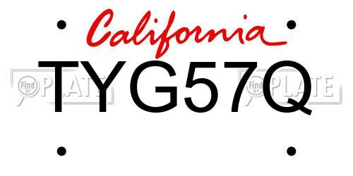 TYG57Q California License Plate