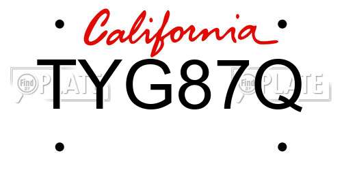 TYG87Q California License Plate