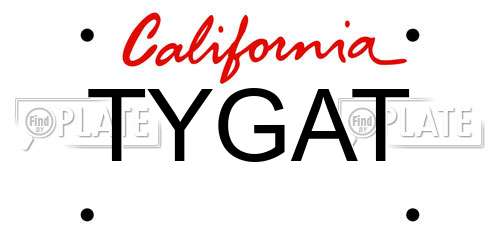 TYGAT California License Plate