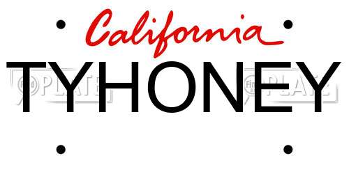 TYHONEY California License Plate
