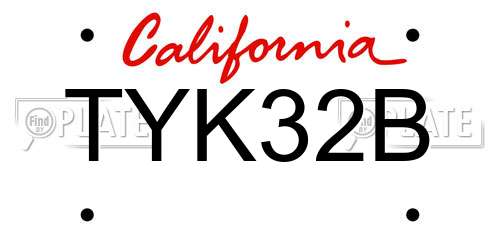 TYK32B California License Plate