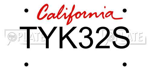 TYK32S California License Plate