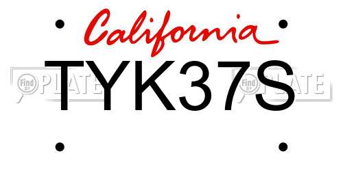 TYK37S California License Plate