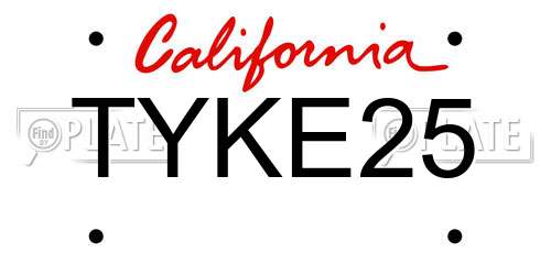 TYKE25 California License Plate