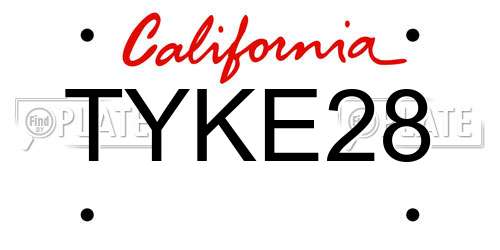 TYKE28 California License Plate