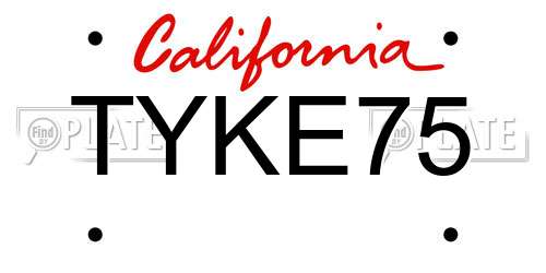 TYKE75 California License Plate