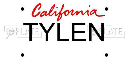 TYLEN California License Plate