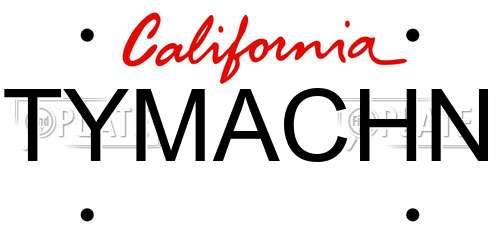 TYMACHN California License Plate