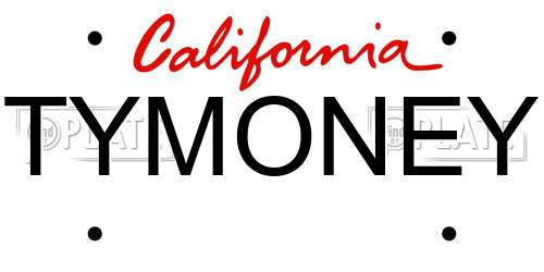 TYMONEY California License Plate