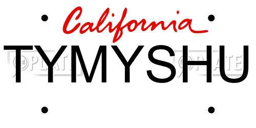 TYMYSHU California License Plate