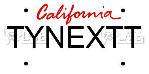 TYNEXTT California License Plate
