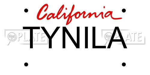 TYNILA California License Plate