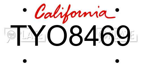 TYO8469 California License Plate