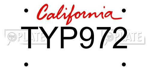 TYP972 California License Plate
