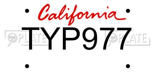 TYP977 California License Plate