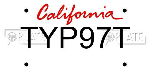 TYP97T California License Plate