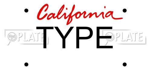 TYPE California License Plate