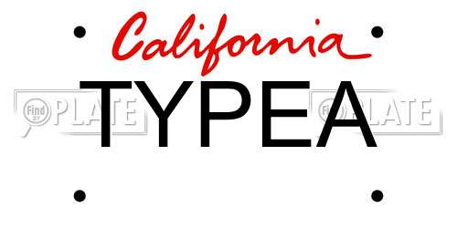 TYPEA California License Plate