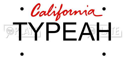 TYPEAH California License Plate
