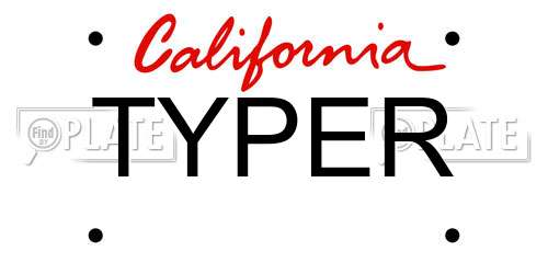 TYPER California License Plate