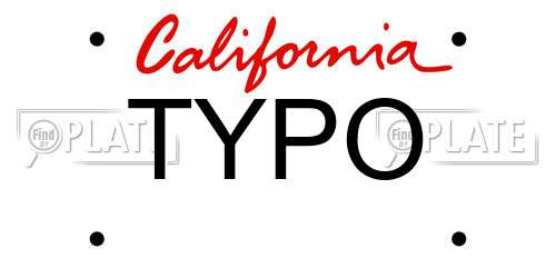 TYPO California License Plate