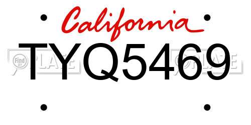 TYQ5469 California License Plate