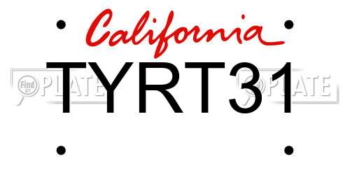 TYRT31 California License Plate