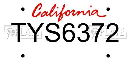TYS6372 California License Plate