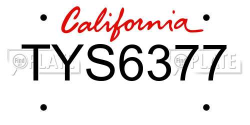 TYS6377 California License Plate