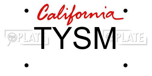 TYSM California License Plate