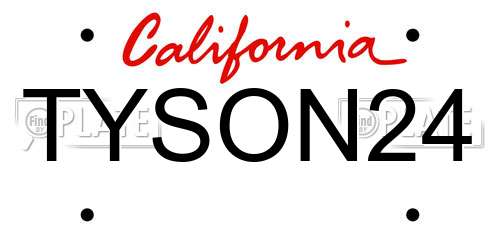 TYSON24 California License Plate