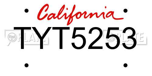 TYT5253 California License Plate