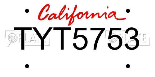TYT5753 California License Plate