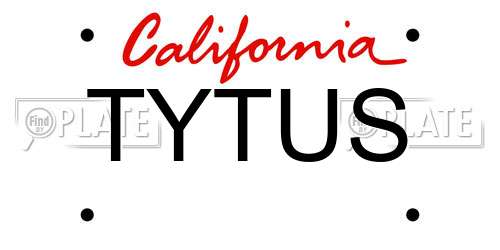 TYTUS California License Plate
