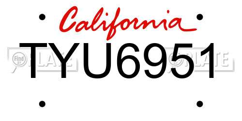 TYU6951 California License Plate