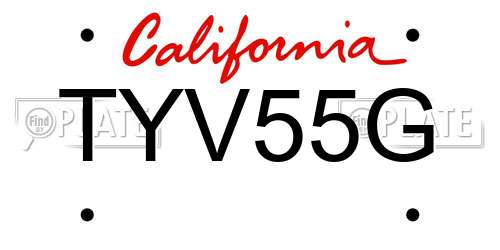 TYV55G California License Plate