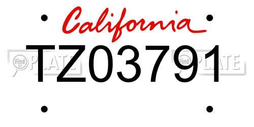 TZ03791 California License Plate
