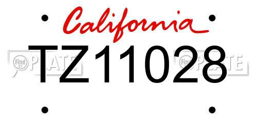 TZ11028 California License Plate