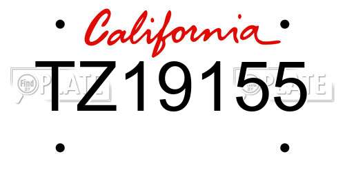 TZ19155 California License Plate