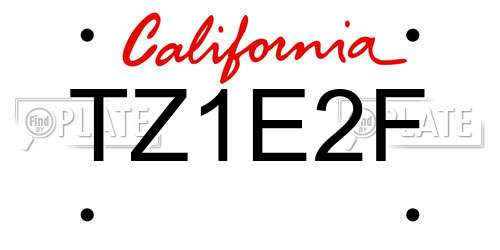 TZ1E2F California License Plate